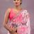 light pink printed sequins embroidered lace work chinon silk saree