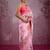 light pink printed sequins embroidered lace work chinon silk saree