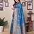 Royal blue silk blend copper zari butta weaving banarasi saree with zari border
