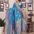 Royal blue silk blend copper zari butta weaving banarasi saree with zari border
