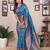 Royal blue silk blend copper zari butta weaving banarasi saree with zari border