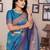 Royal blue silk blend copper zari butta weaving banarasi saree with zari border