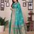 Light green silk blend copper zari butta weaving banarasi saree with zari border