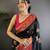 Black silk blend floral butta zari weaving banarasi with peacock zari weaving border