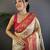 White silk blend floral butta zari weaving banarasi with peacock zari weaving border