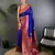 Royal  blue silk blend floral butta zari weaving banarasi with peacock zari weaving border