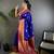 Royal  blue silk blend floral butta zari weaving banarasi with peacock zari weaving border
