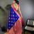 Royal  blue silk blend floral butta zari weaving banarasi with peacock zari weaving border