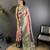 Baby pink silk blend floral butta zari weaving banarasi with peacock zari weaving border