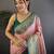 Baby pink silk blend floral butta zari weaving banarasi with peacock zari weaving border