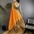 Orange silk blend floral butta zari weaving banarasi with peacock zari weaving border