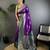 Magenta silk blend floral butta zari weaving banarasi with peacock zari weaving border