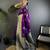 Magenta silk blend floral butta zari weaving banarasi with peacock zari weaving border