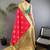 Red silk blend floral butta zari weaving banarasi with peacock zari weaving border