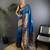 Royal  blue silk blend floral butta zari weaving banarasi with peacock zari weaving border