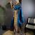 Royal  blue silk blend floral butta zari weaving banarasi with peacock zari weaving border