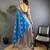 Royal  blue silk blend floral butta zari weaving banarasi with peacock zari weaving border