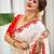 white multi red thread embroidered rangoli silk blend saree