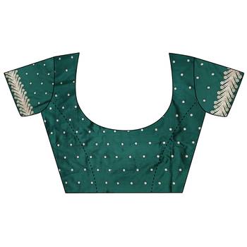 Deep teal silk blend meenakari zari weaving banarasi saree 5
