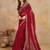Red chiffon embroidered saree with blouse piece