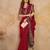 Red chiffon embroidered saree with blouse piece