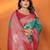 Pine green silk blend woven zari weaving banarasi saree with contrast weaving border