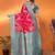 Red silk blend woven zari weaving banarasi saree with contrast weaving border