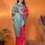 Red silk blend woven zari weaving banarasi saree with contrast weaving border