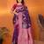 Plum silk blend woven zari weaving banarasi saree with contrast weaving border