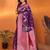 Plum silk blend woven zari weaving banarasi saree with contrast weaving border