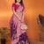 Plum silk blend woven zari weaving banarasi saree with contrast weaving border