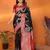 Black silk blend woven zari weaving banarasi saree with contrast weaving border