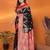 Black silk blend woven zari weaving banarasi saree with contrast weaving border
