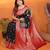 Black silk blend woven zari weaving banarasi saree with contrast weaving border