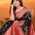 Black silk blend woven zari weaving banarasi saree with contrast weaving border