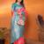 Tomato red silk blend woven zari weaving banarasi saree with contrast weaving border