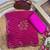 rani pink cutdana handwork georgette leheriya print saree