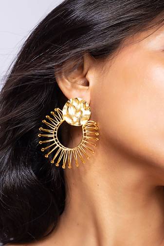 Radiant sunburst high gold earrings