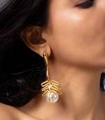 High gold pearl drop statement earrings