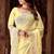 Yellow resham sequins embroidery work georgette saree