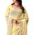 Yellow resham sequins embroidery work georgette saree