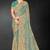 Dusty rama zari badla embroidery work silk blend saree