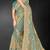 Dusty rama zari badla embroidery work silk blend saree