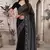Black resham badla zari embroidery work net saree