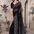 Black resham badla zari embroidery work net saree