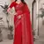 Red resham badla zari embroidery work net saree