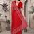 Red resham badla zari embroidery work net saree