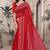 Red resham badla zari embroidery work net saree