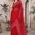 Red resham badla zari embroidery work net saree