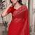 Red resham badla zari embroidery work net saree